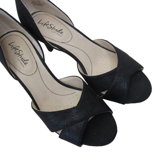 LIFE STRIDE WOMEN BLACK HEELS SZ 10M -SATIN FABRIC UPPER-PARTY-COCTAIL - Picture 10 of 12